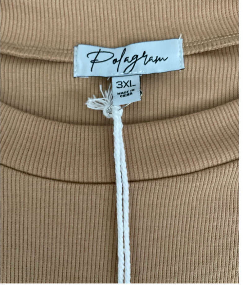 Polygram Waffle Weave Blouse with Sheer Polka Dot Sleeves (3x)