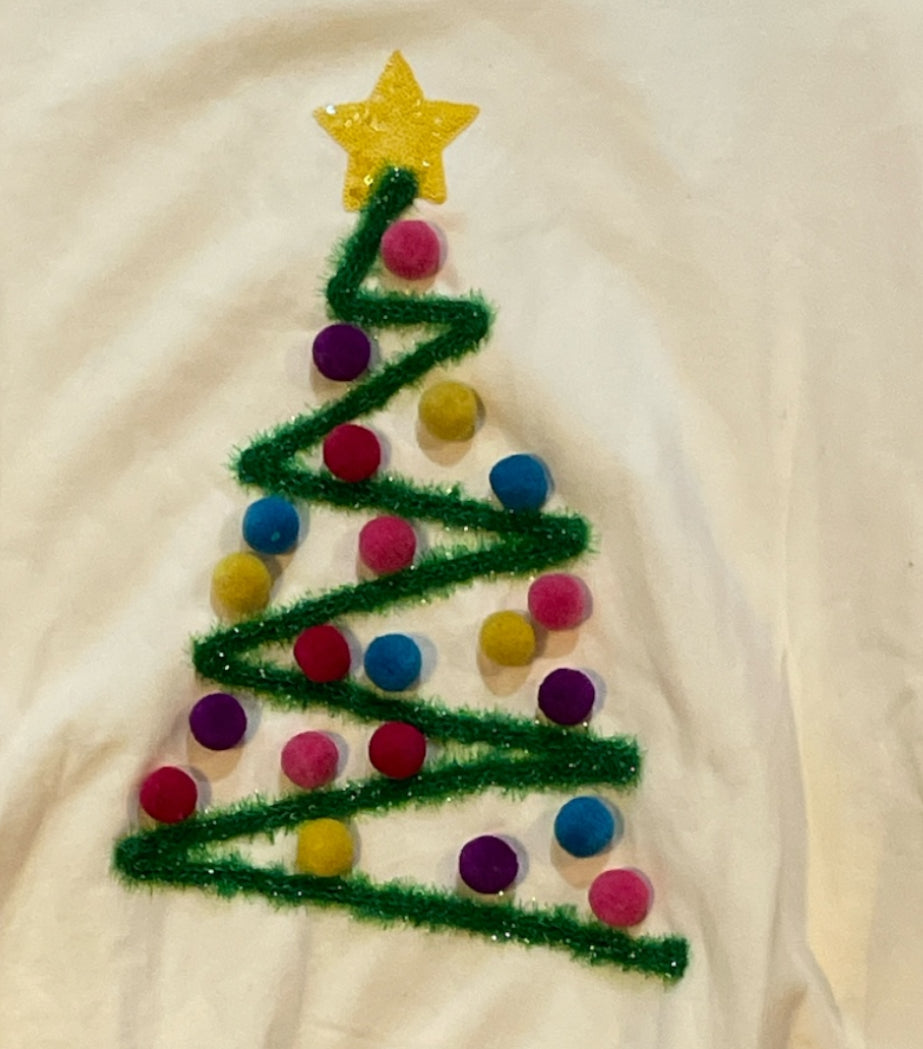 Christmas Tree Lurex Cream Sweatshirt (Small)