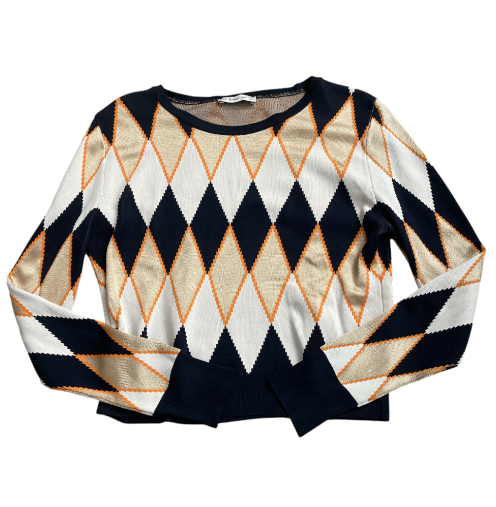 Zara Multi Colored Diamond Pullover (Large)