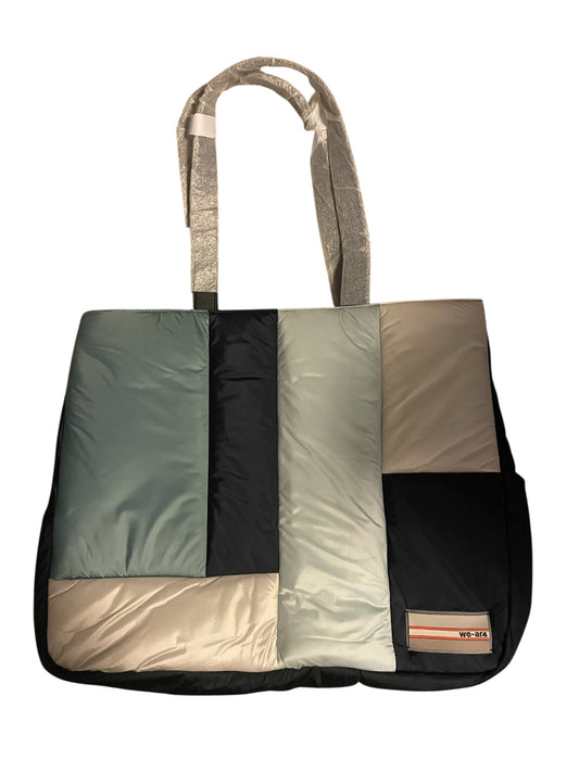 We-AR4 Quilted Large Tote Bag in a Blue Color Block Pattern. 
