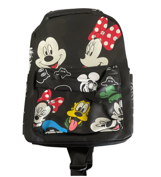 Mickey & Friends Black Faux Leather Mini Backpack