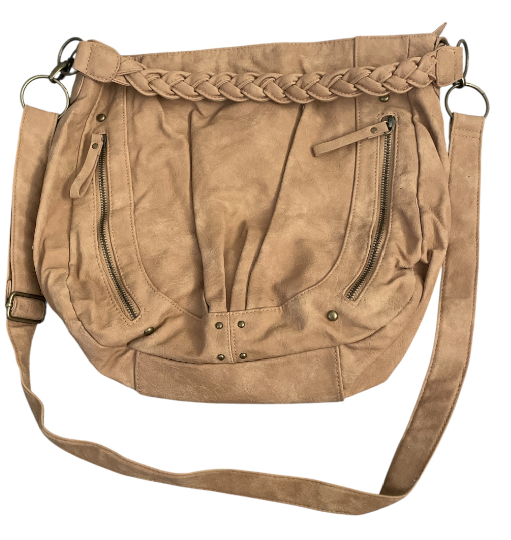 Aldo Vintage Camel Leather Suede Hobo Bag