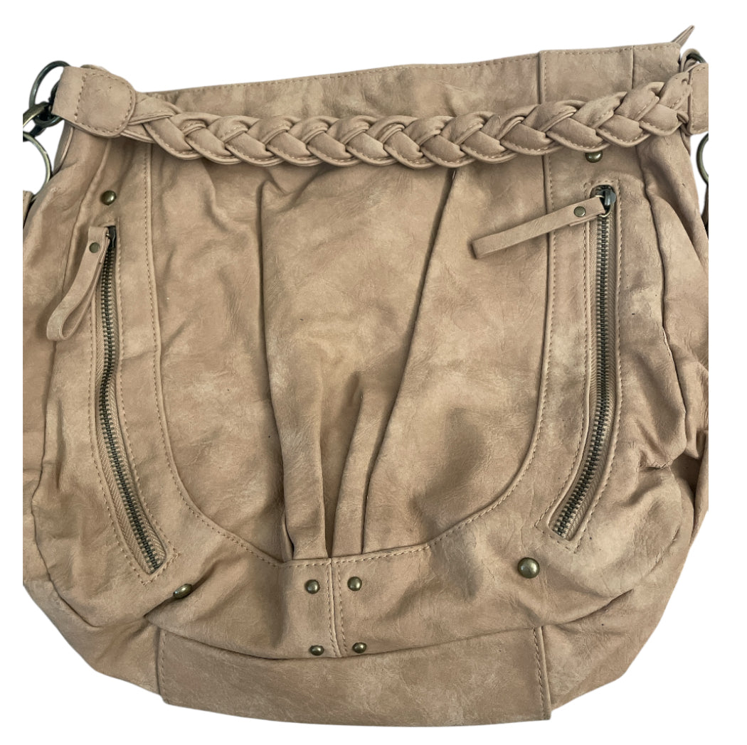 Aldo Vintage Camel Leather Suede Hobo Bag