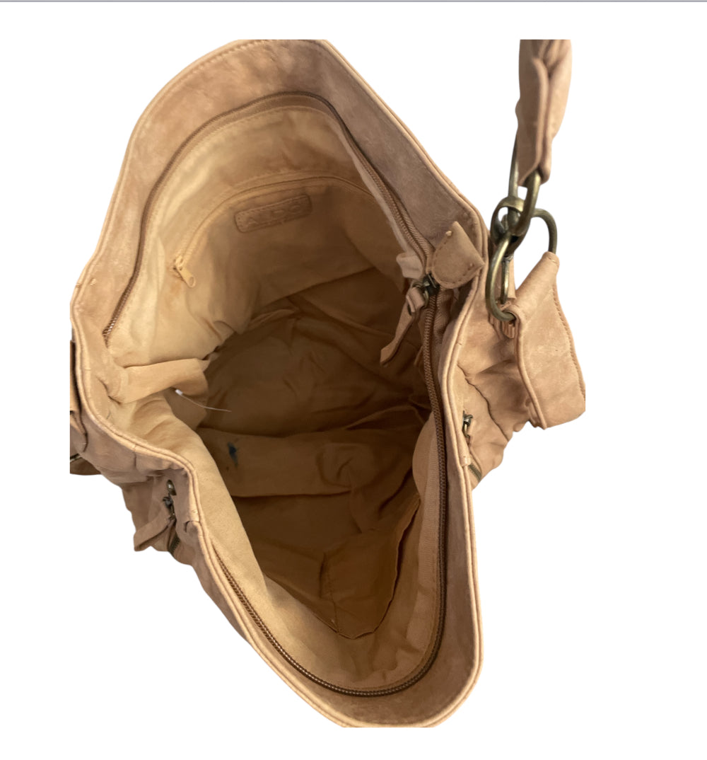 Aldo Vintage Camel Leather Suede Hobo Bag