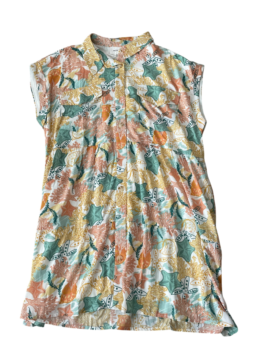 Heyson Sea Life Print Button-Up Dress (1x)