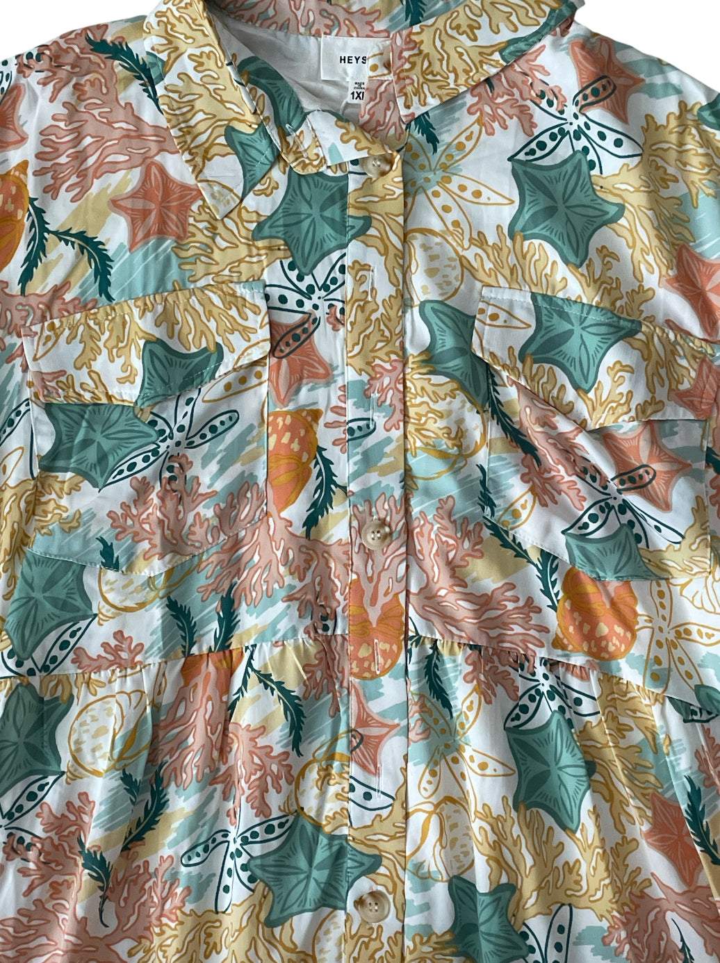Heyson Sea Life Print Button-Up Dress (1x)
