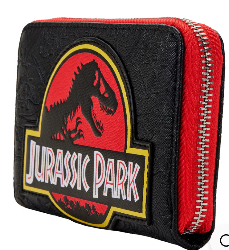 LOUNGEFLY JURASSIC PARK LOGO ZIP AROUND WALLET
