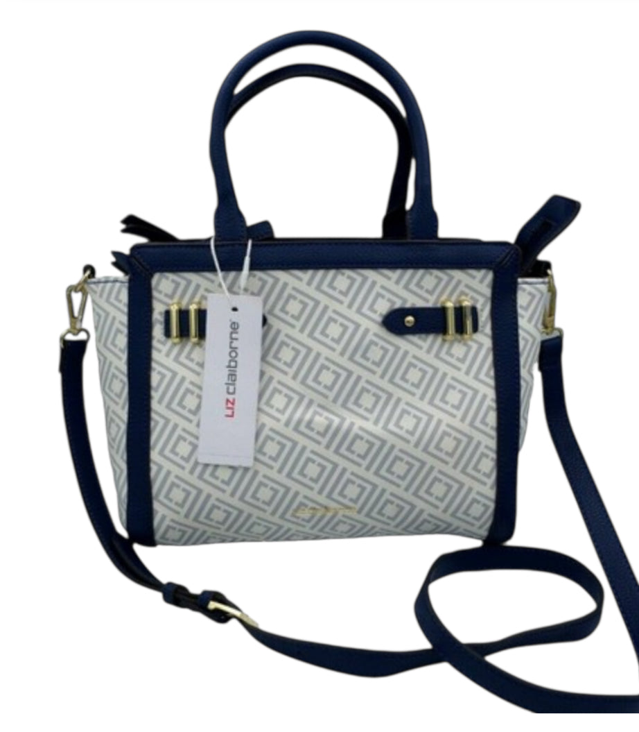 Liz Claiborne Navy & White Tuxedo Tote Bag