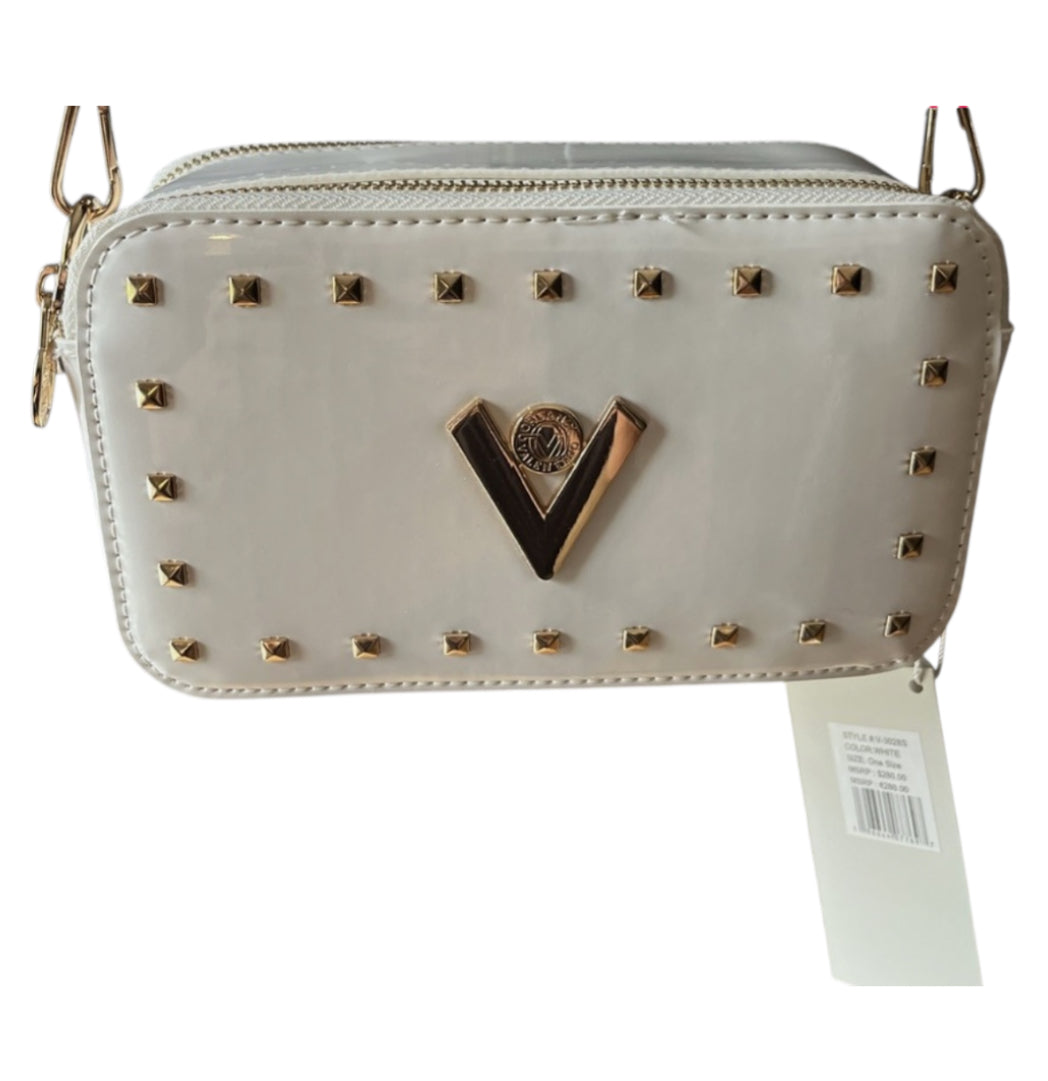 Valentino Orlandi Glossy White Studded Bag