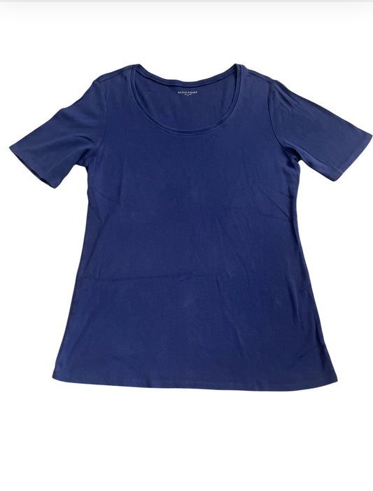Eileen Fisher Navy Blue Scoop Neck Top.(Medium)