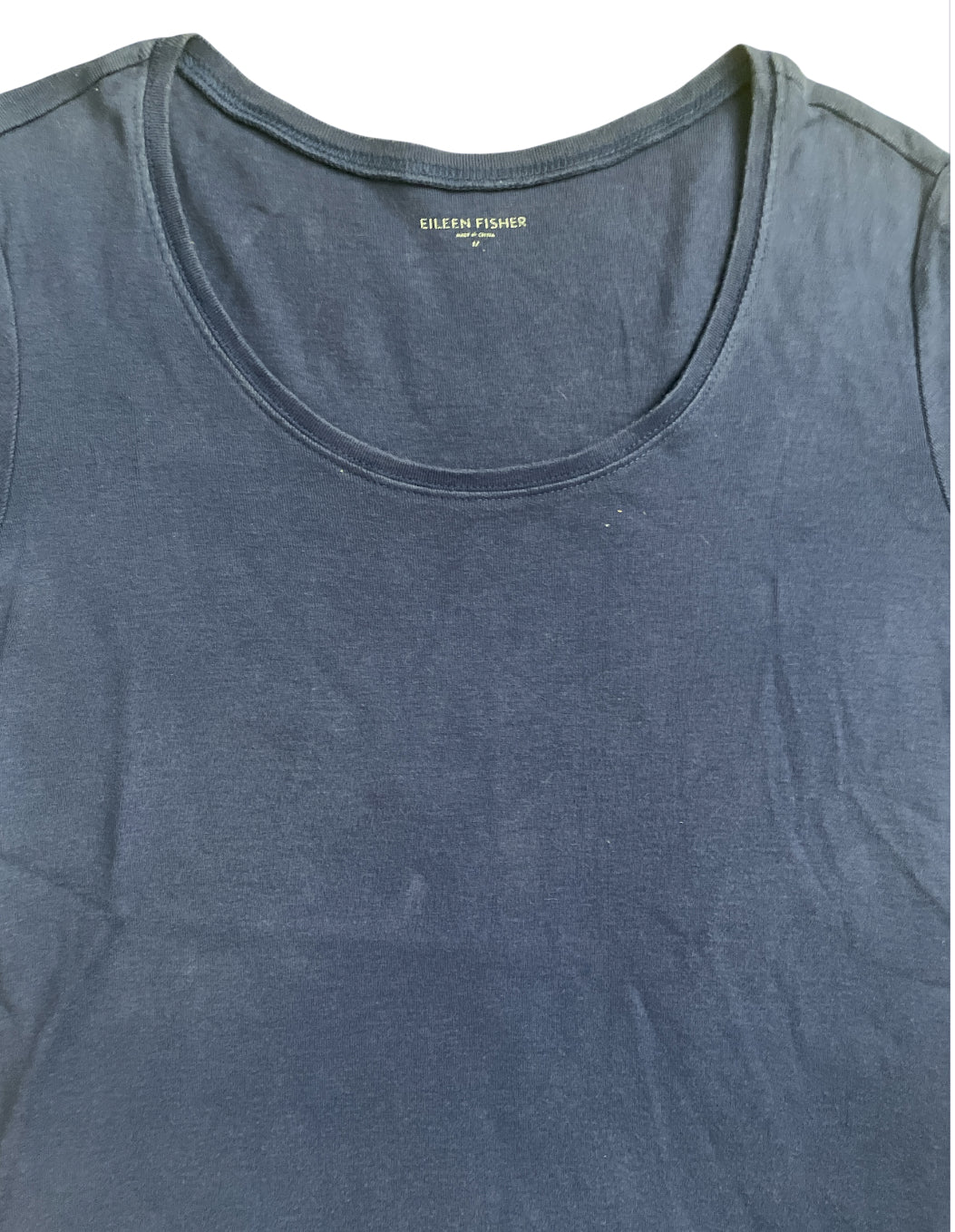 Eileen Fisher Navy Blue Scoop Neck Top.(Medium)