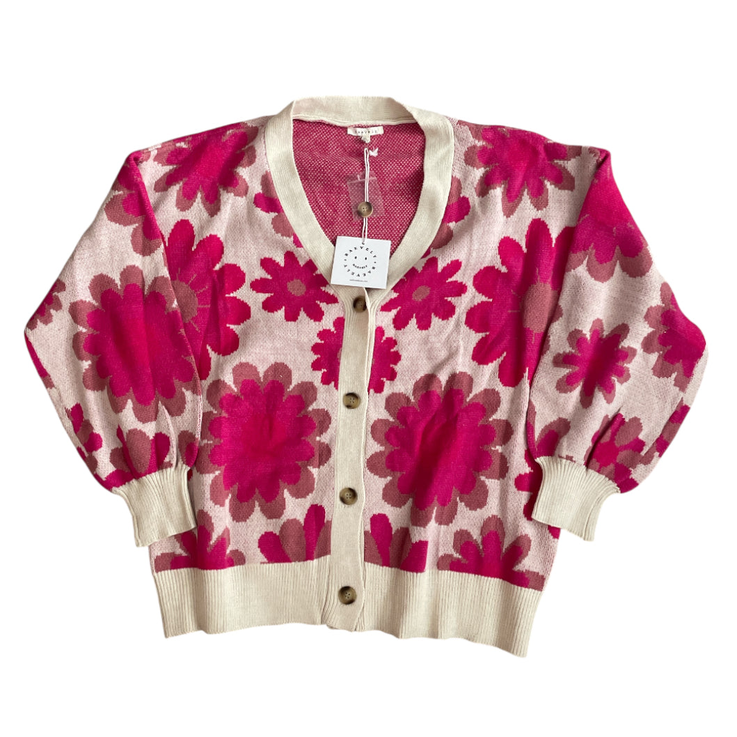 Baevely Everything I Love Cream And Pink Floral Cardigan (1XL)