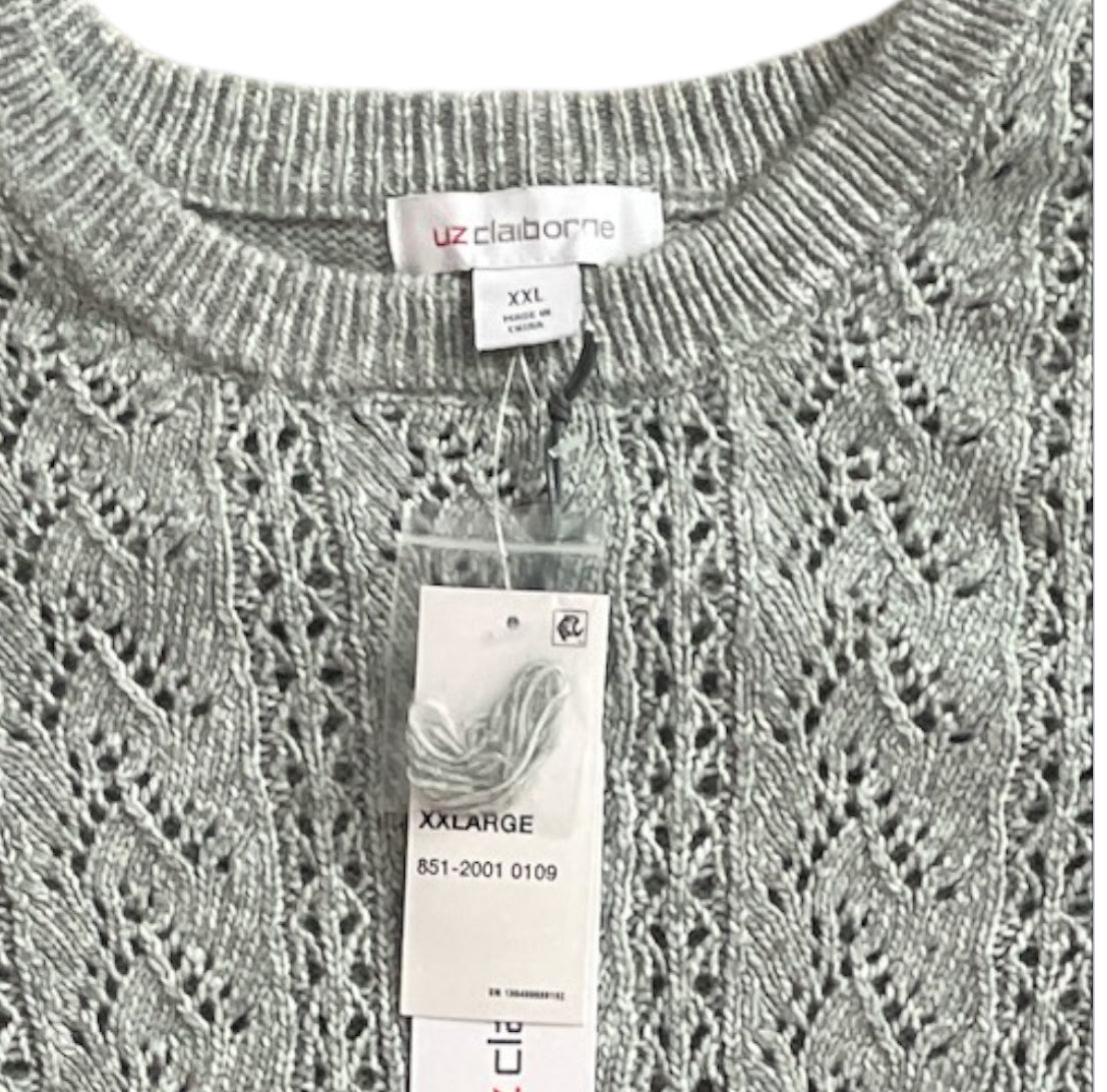 Liz Claiborne Pointelle Mixed Stitch Sweater (XX-Large)