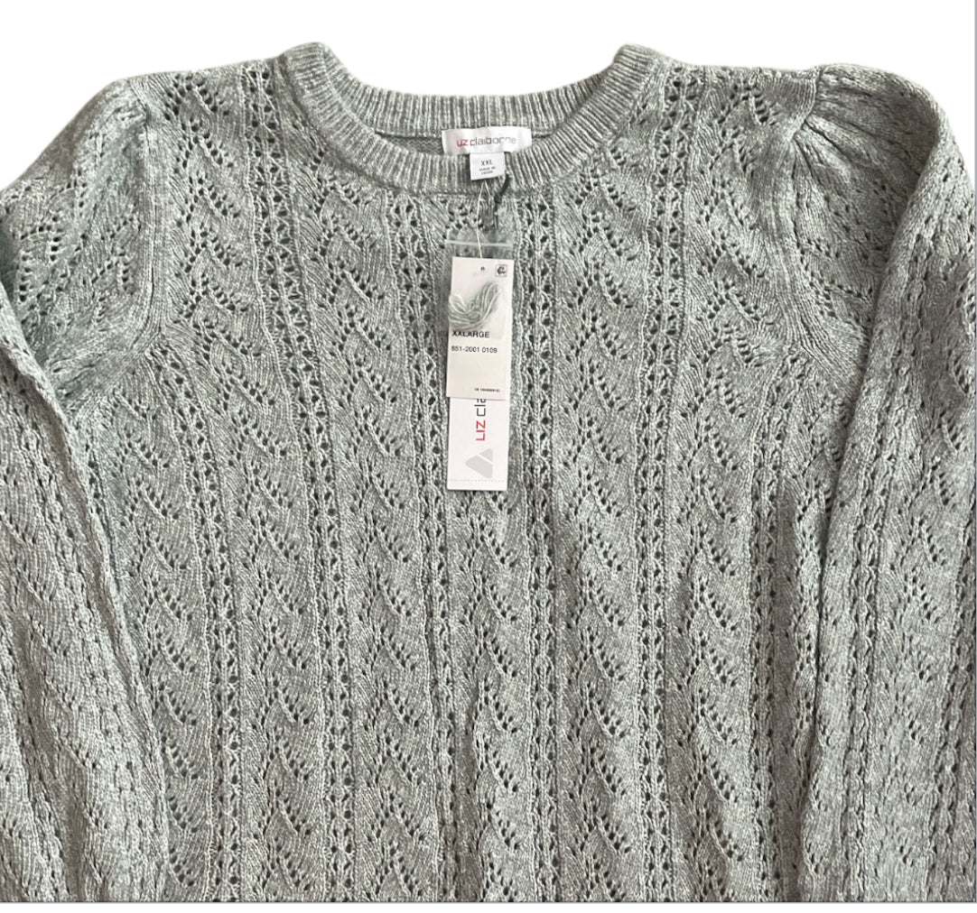 Liz Claiborne Pointelle Mixed Stitch Sweater (XX-Large)