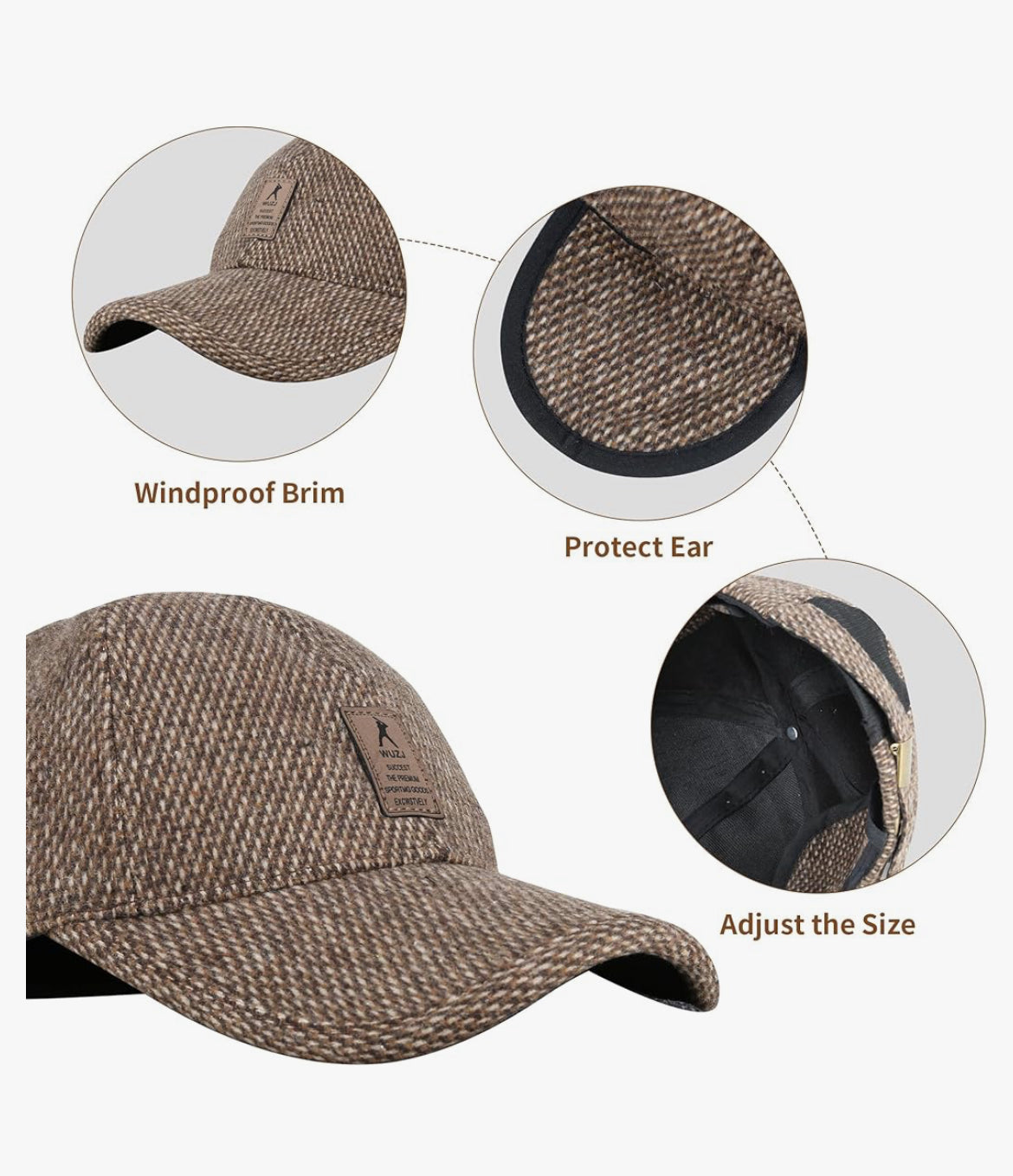 Men Outdoor Hat, Adjustable Warm Sport Golf Baseball Cap