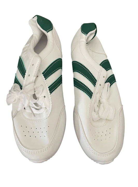 White Athletic Sneakers feature Prominent Green Stripes (8)