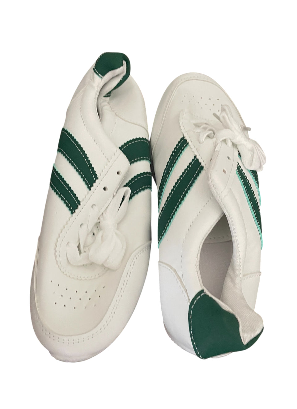 White Athletic Sneakers feature Prominent Green Stripes (8)