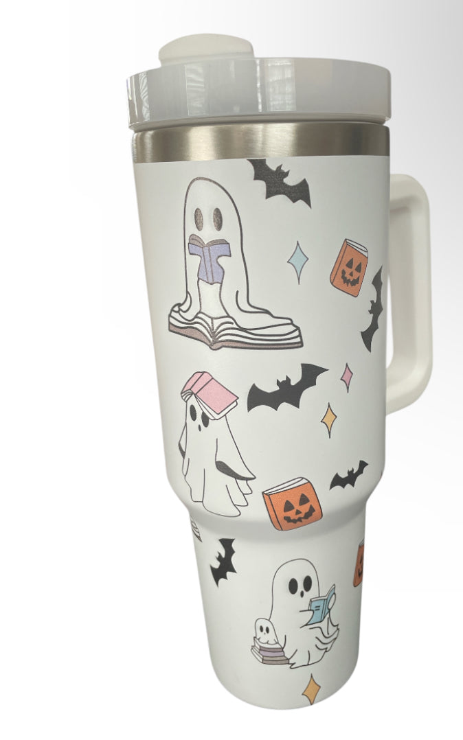 Halloween Cute Ghost Reading & 40 oz Tumbler