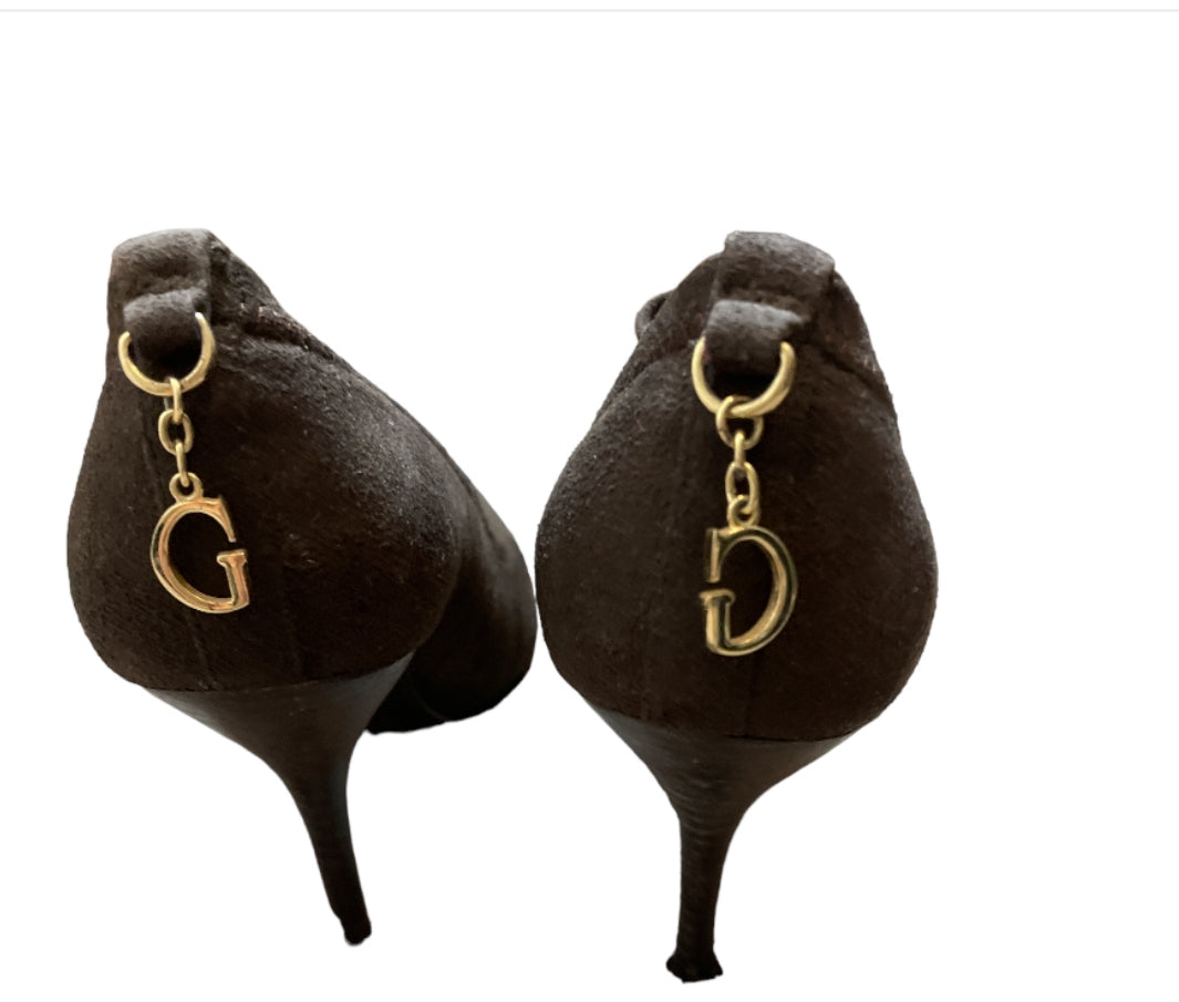 Guess Vintage Brown and Gold Ankle Boots (6.5)