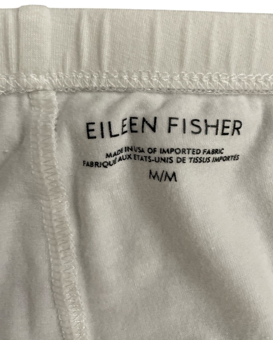 Eileen Fisher White Pull-on Style Cotton Leggings (Medium)