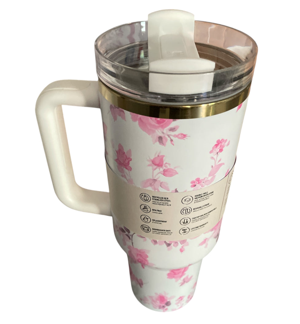 Stanley LoveShackFancy Pink Floral H2.0 Quencher Tumbler