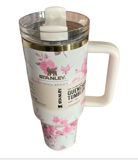 Stanley LoveShackFancy Pink Floral H2.0 Quencher Tumbler