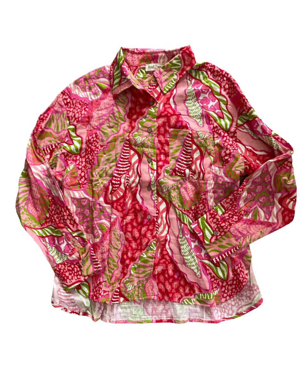 Peach Love SAY ALOHA RED TROPICAL GAUZE SHIRT/SHORTS SET (Large)