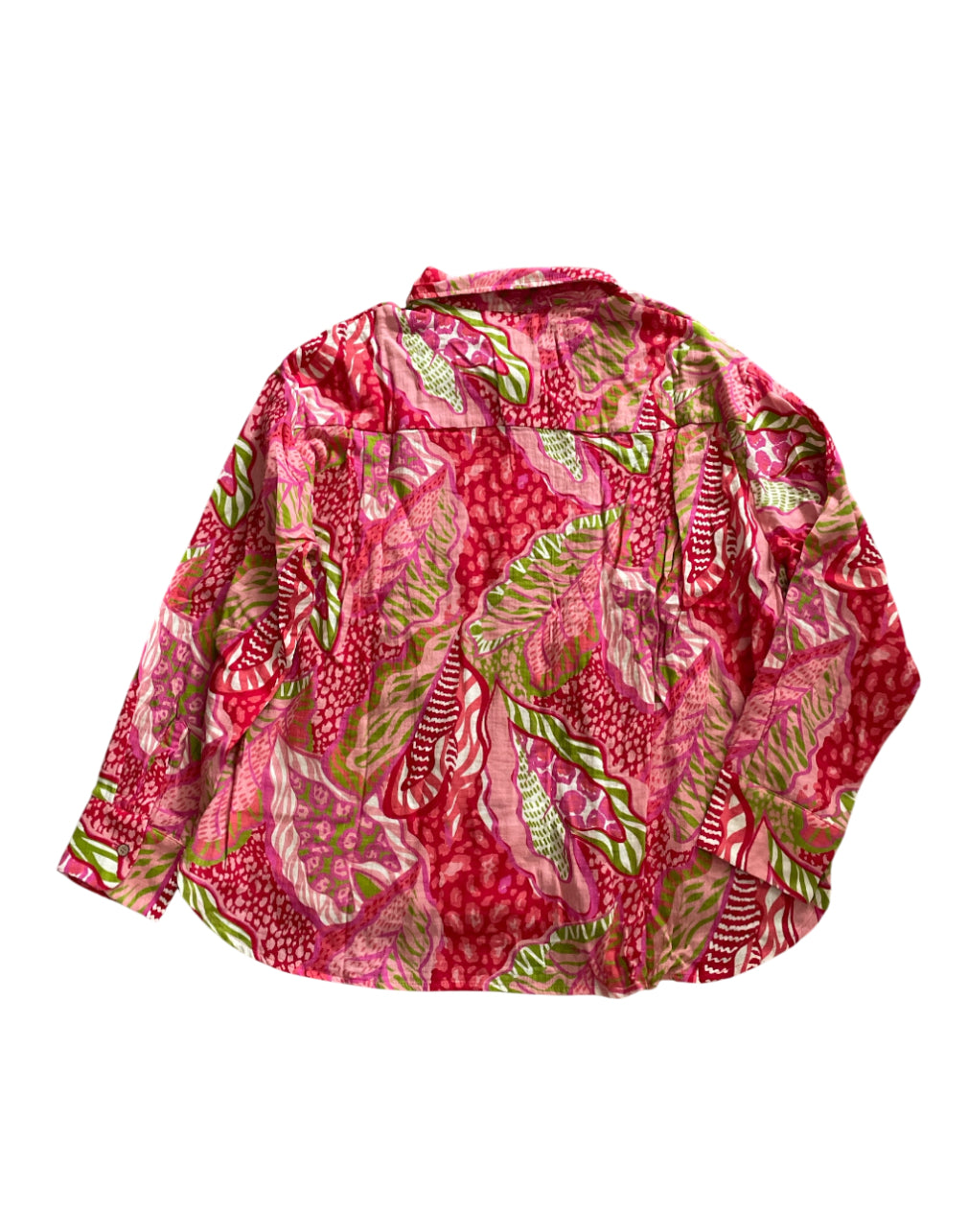 Peach Love SAY ALOHA RED TROPICAL GAUZE SHIRT/SHORTS SET (small)