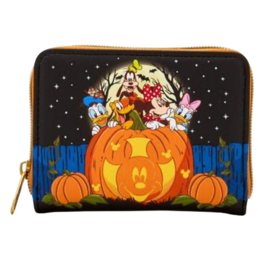 Loungefly Disney Mickey &amp; Friends Halloween Glow Pumpkin Wallet