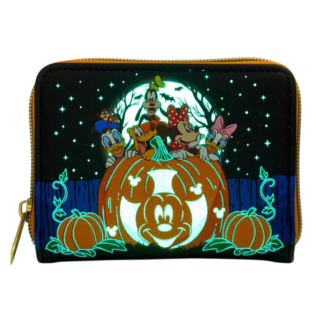 Loungefly Disney Mickey &amp; Friends Halloween Glow Pumpkin Wallet