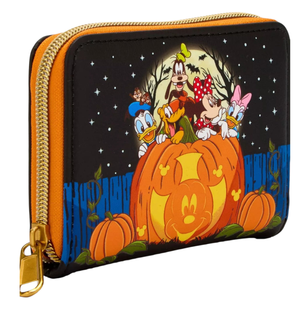 Loungefly Disney Mickey &amp; Friends Halloween Glow Pumpkin Wallet