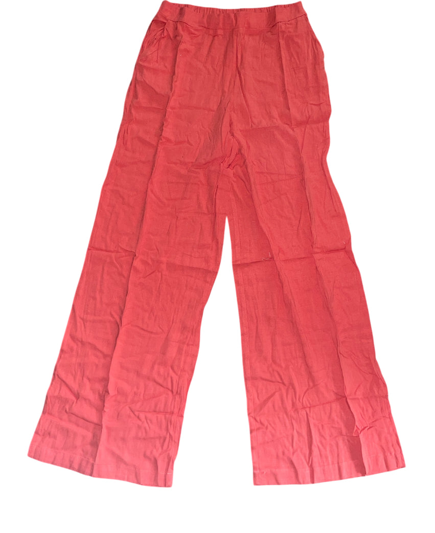 Fashion Space High-Waist Wide Leg Pants set in Coral Pink Linen (Small)