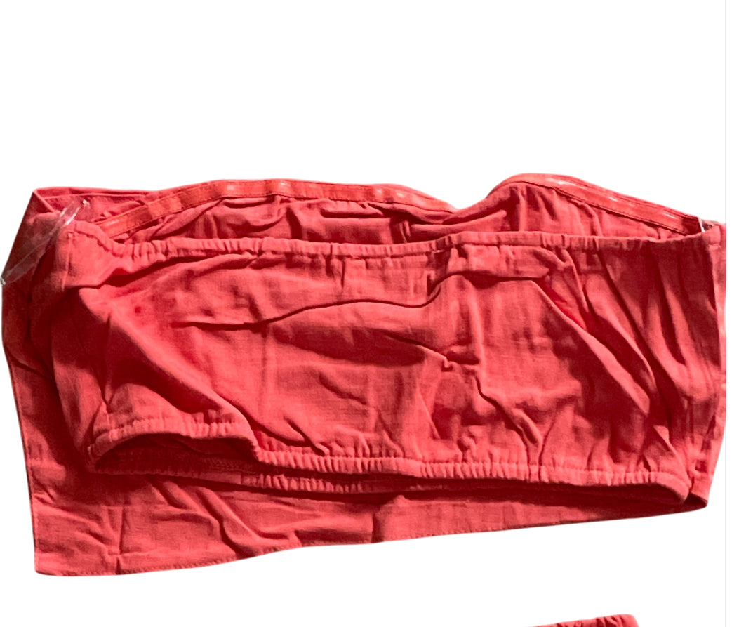 Fashion Space High-Waist Wide Leg Pants set in Coral Pink Linen (Medium)