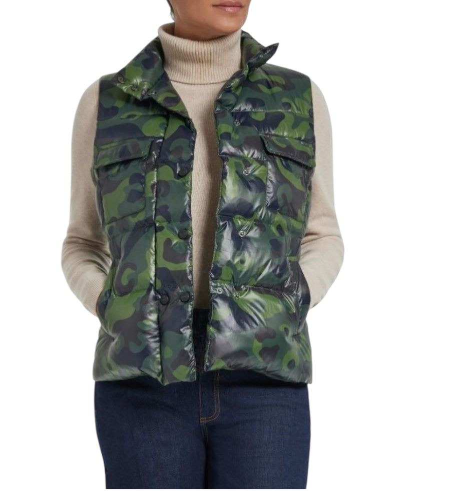 Anatomie Fallon Camo Print Puffer Vest Knit Back (X-Large)