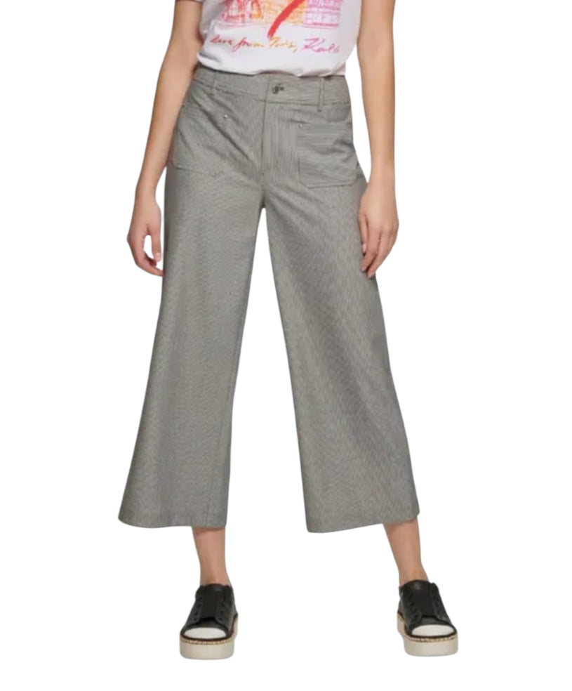 Karl Lagerfeld Paris Railroad Stripe Crop Pant Gray (14)