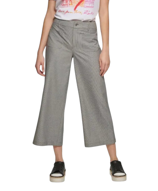Karl Lagerfeld Paris Railroad Stripe Crop Pant Gray (14)