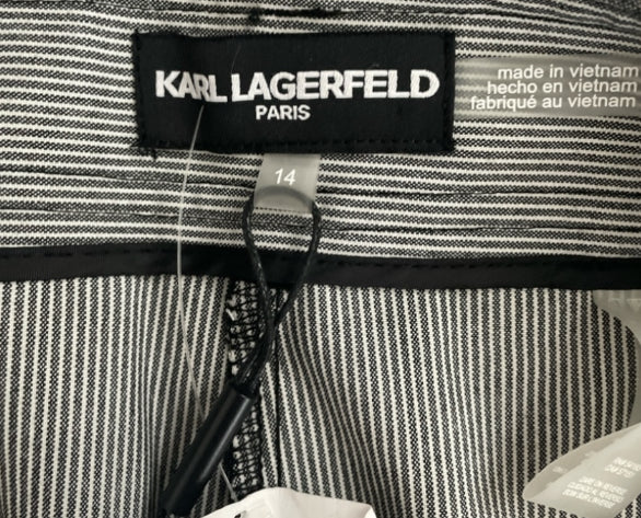 Karl Lagerfeld Paris Railroad Stripe Crop Pant Gray (14)