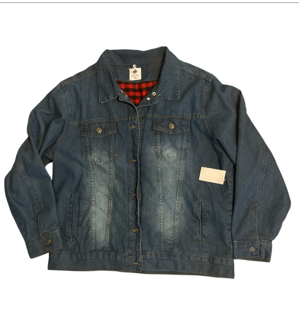 Like Love Denim Jean Fleeced Lined Jacket (2x)