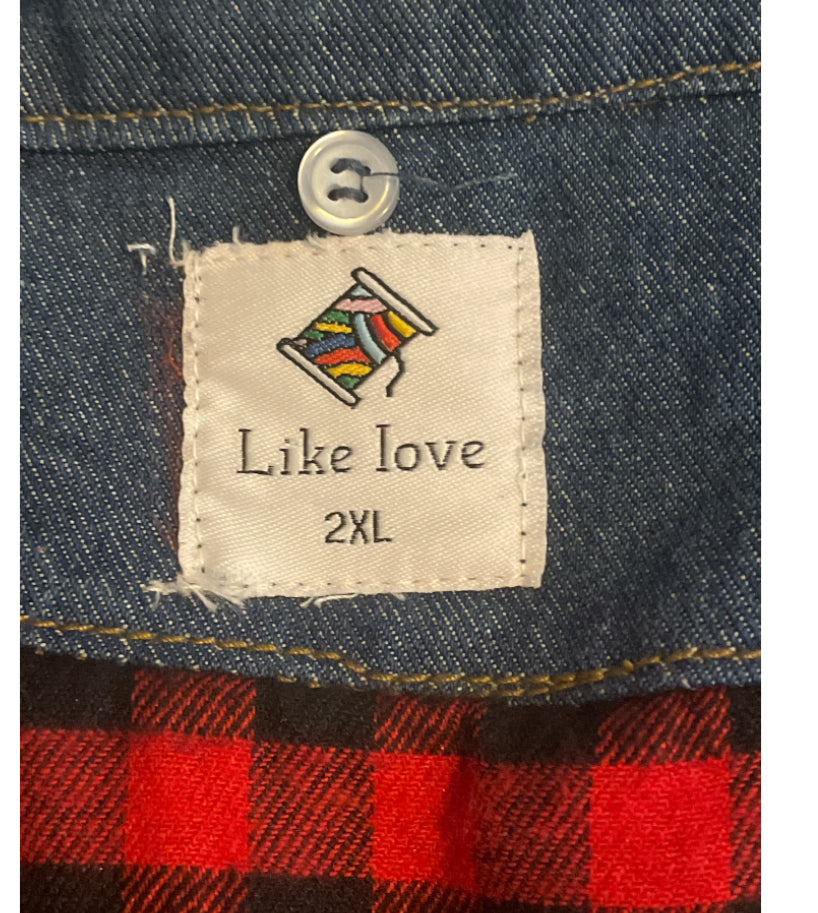 Like Love Denim Jean Fleeced Lined Jacket (2x)
