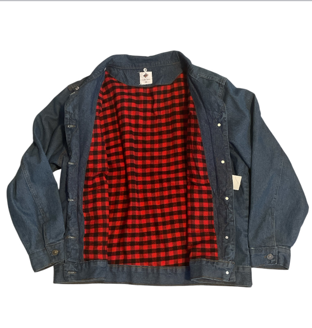 Like Love Denim Jean Fleeced Lined Jacket (2x)
