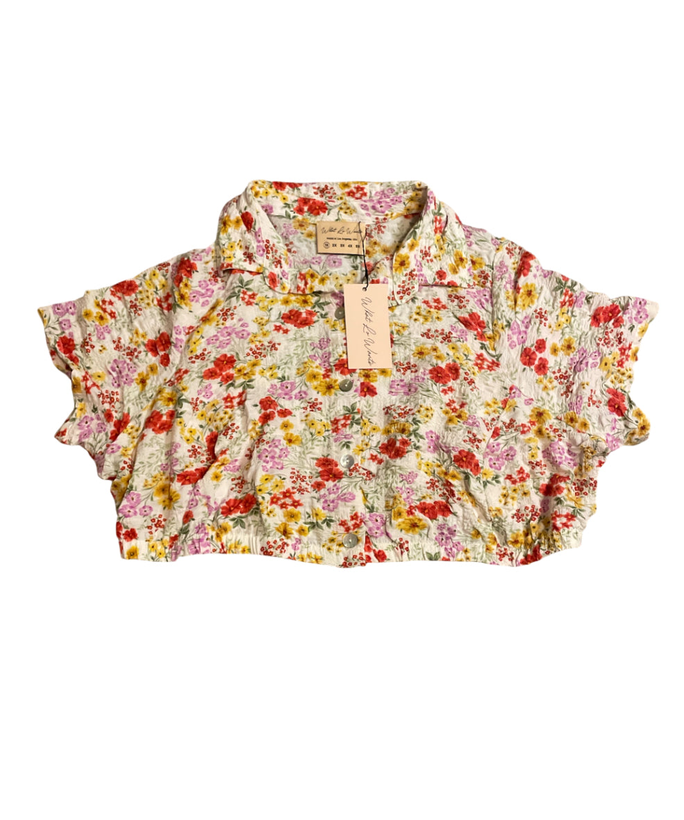 What Lo Wants Rachel Crop Floral Shirt (1x)