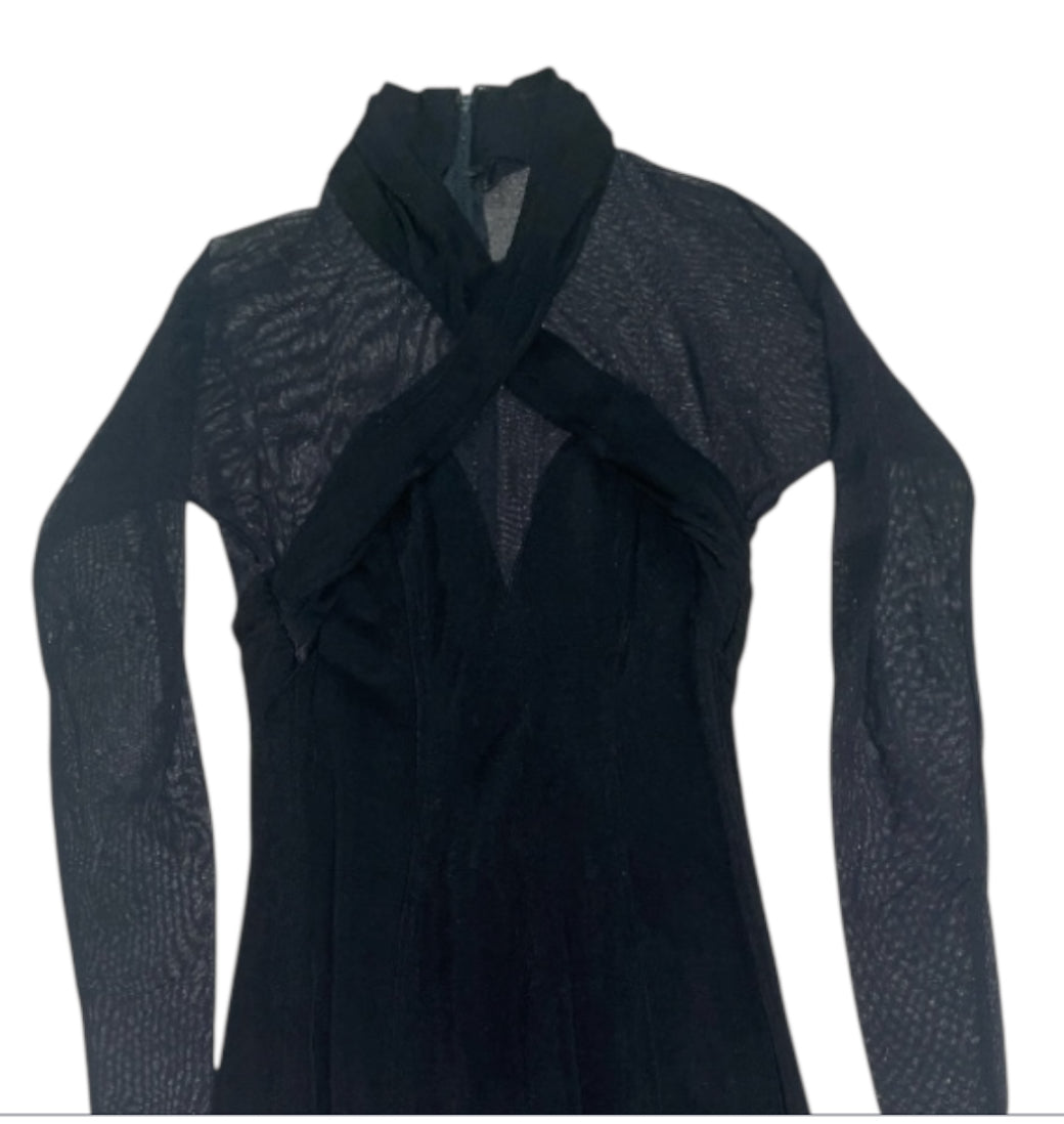 Tadashi Black Sheer Bodycon Mini Dress (X-Small)