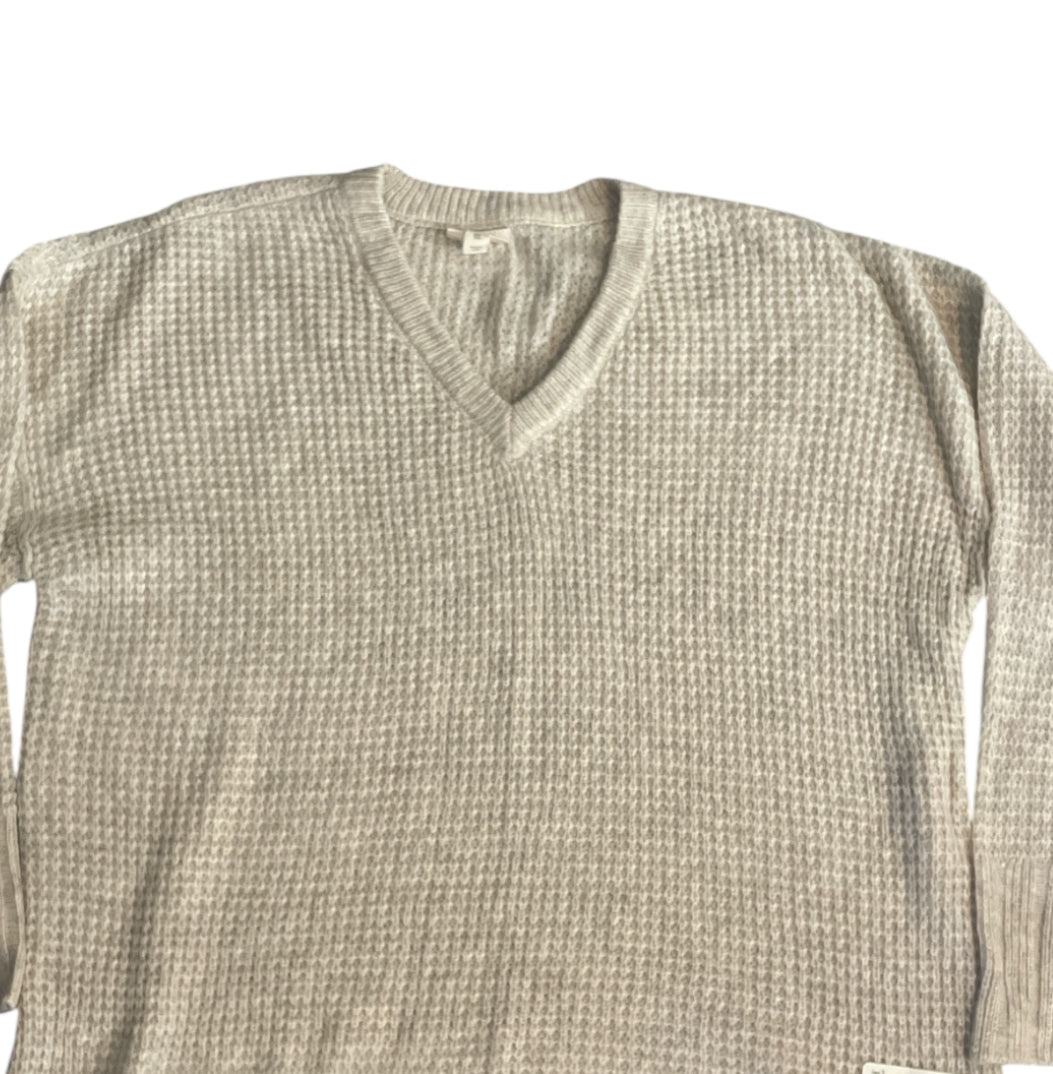 A.N.A. V Neck Oatmeal Waffle Weave Sweater (XX-Large)