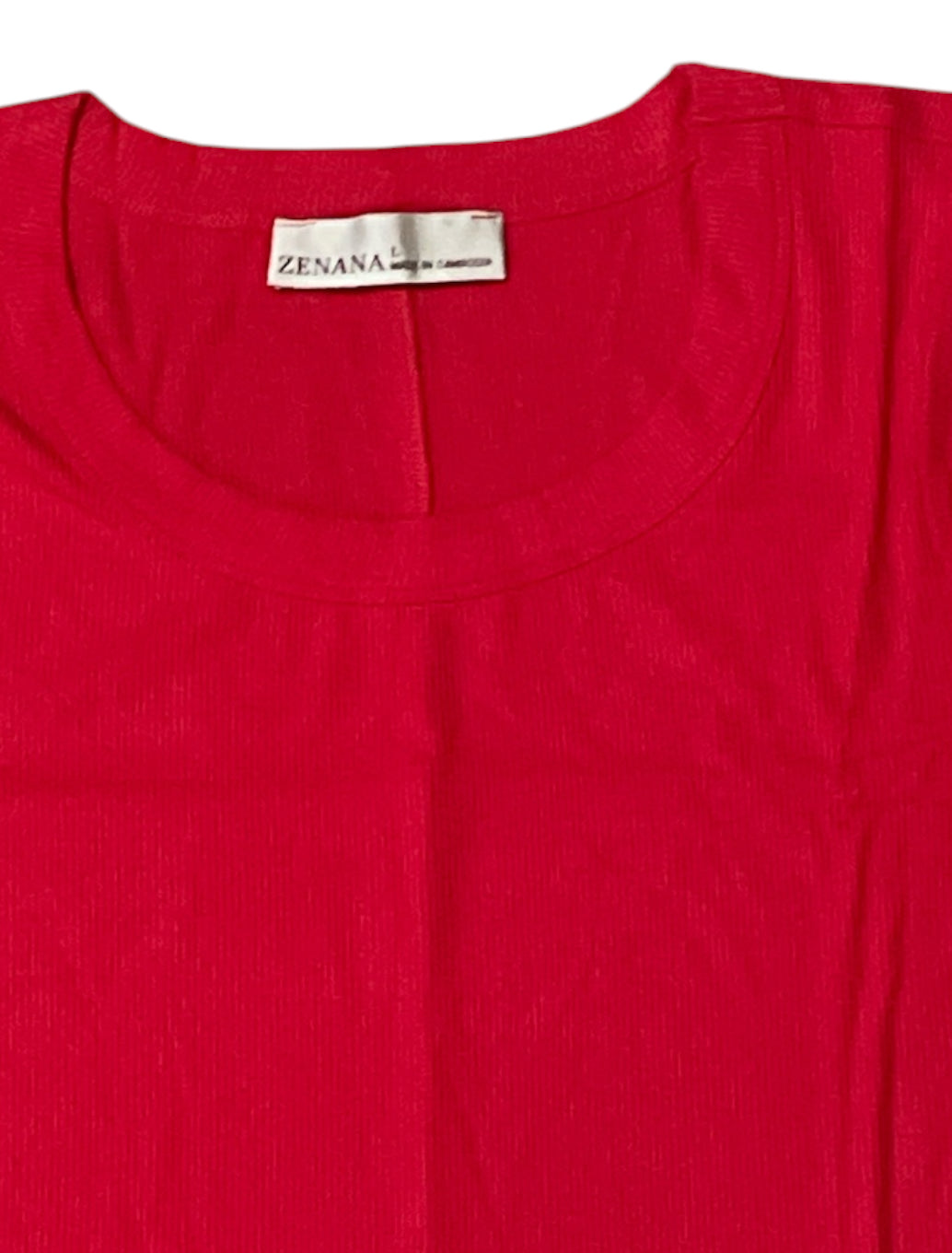 Zenana Ruby Red Ribbed Seamless Short Sleeve Crop Top.(Medium)