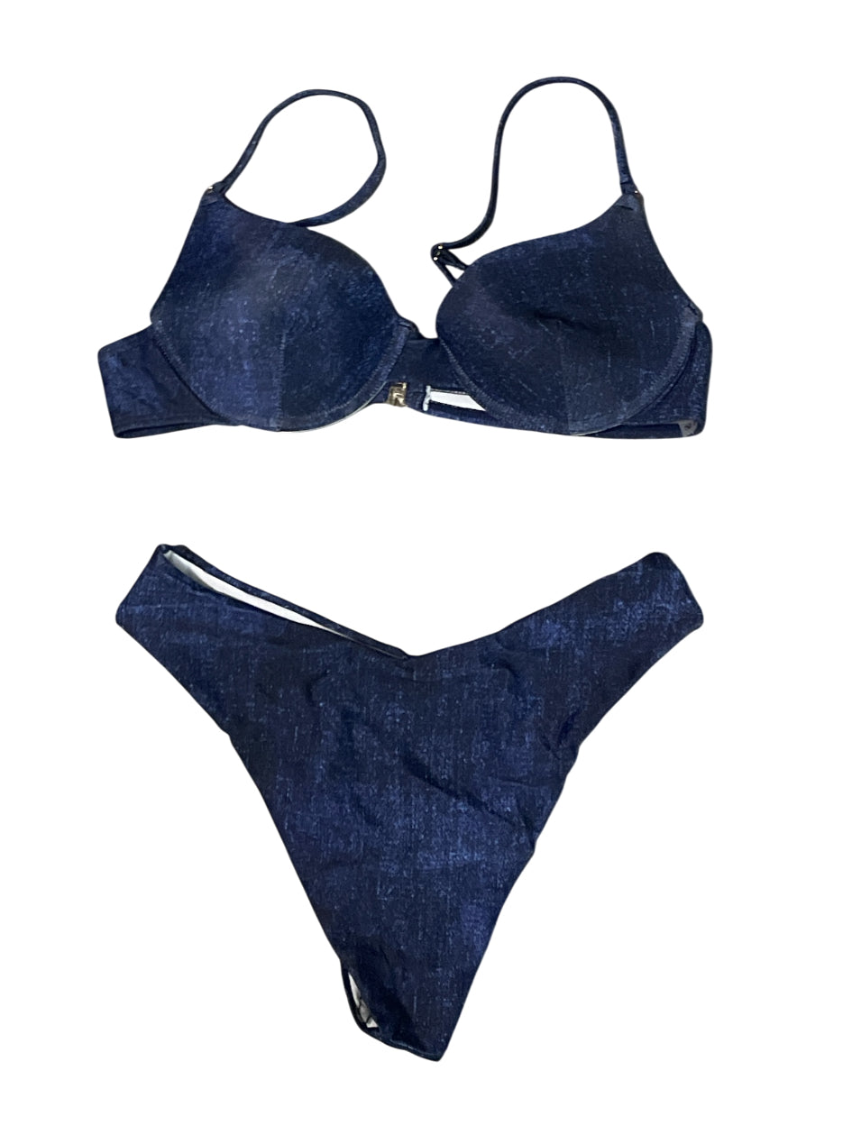 AndTheWhy Denim Print 2-Piece Bikini Swimsuit (Large)