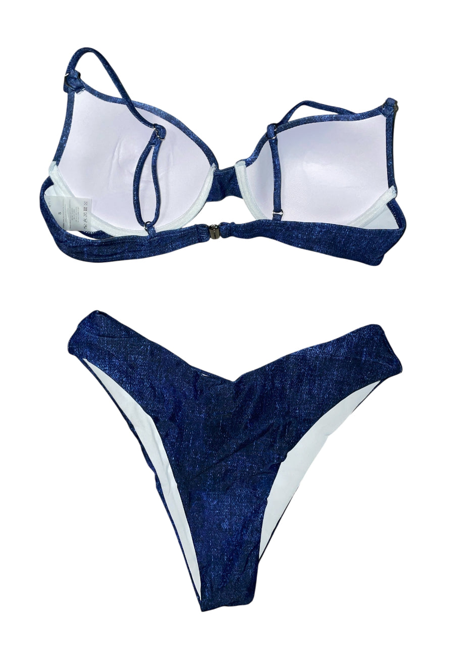 AndTheWhy Denim Print 2-Piece Bikini Swimsuit (Medium)