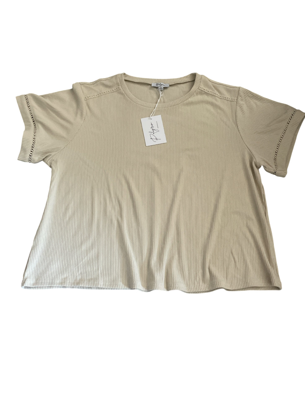 Polagram Beige, Ribbed Knit T-shirt with Pointelle Detailing (1x)