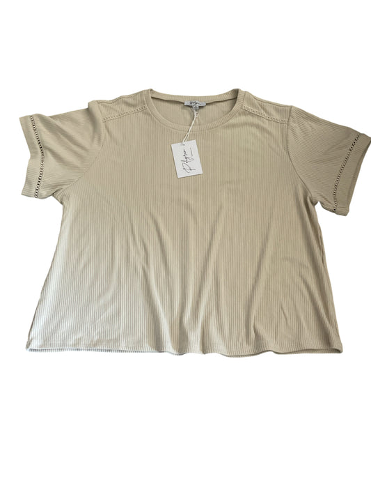 Polagram Beige, Ribbed Short-Sleeve Top (1X)