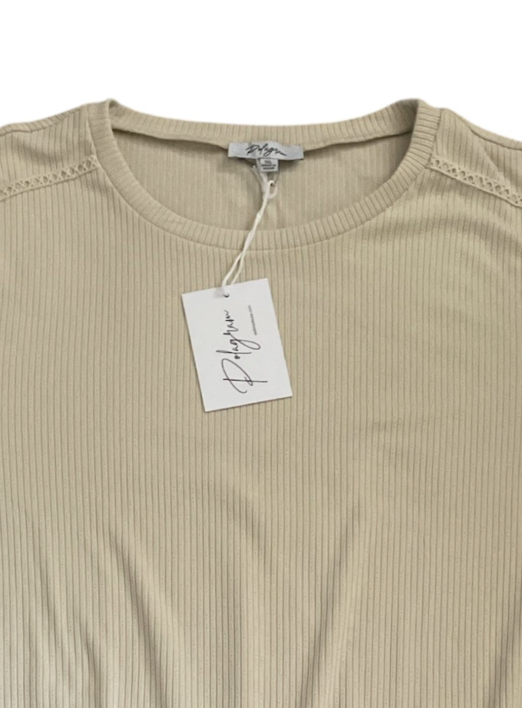 Polagram Beige, Ribbed Knit T-shirt with Pointelle Detailing (1x)