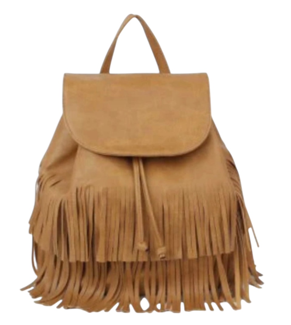 Metro Muse Tan Fringe Convertible Backpack